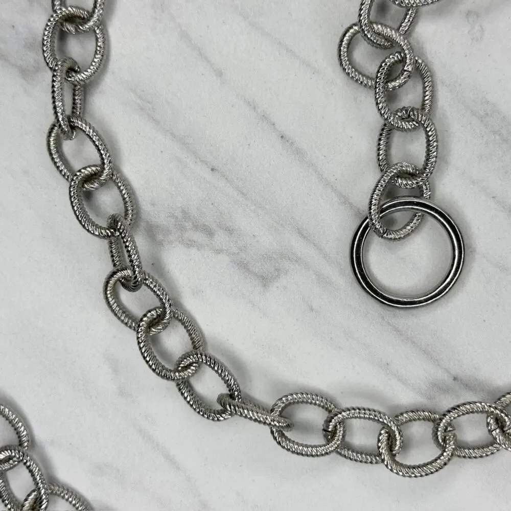 Chico's Textured Oval Link Chain Belt Spring Ring Clasp One Size (OS) ✨